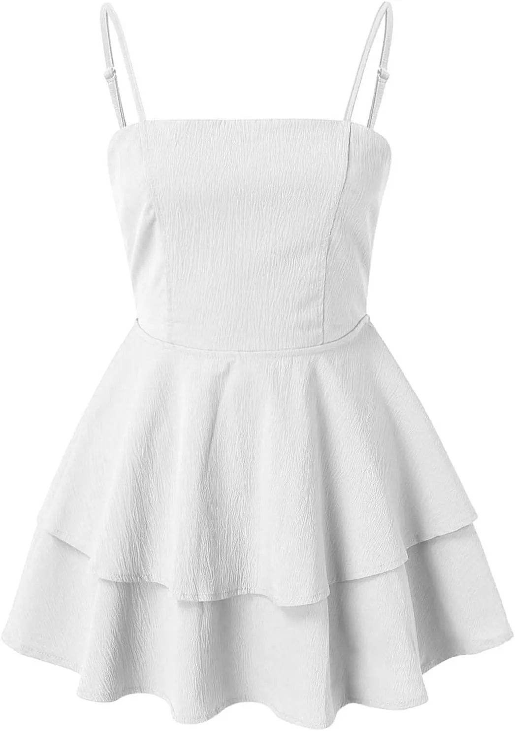 Sundresses for Women,2025 Summer Spaghetti Ruffle Sundress Scoop Neck Babydoll Short Dress Sleeveless Flowy Dresses