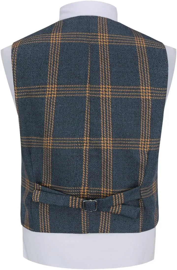 SWOTGdoby Boys Dress Suits 3 Piece Slim Fit Check Plaid Kids Tuxedo Suits for Boys Formal Blazer Jacket Pants Vest Wedding