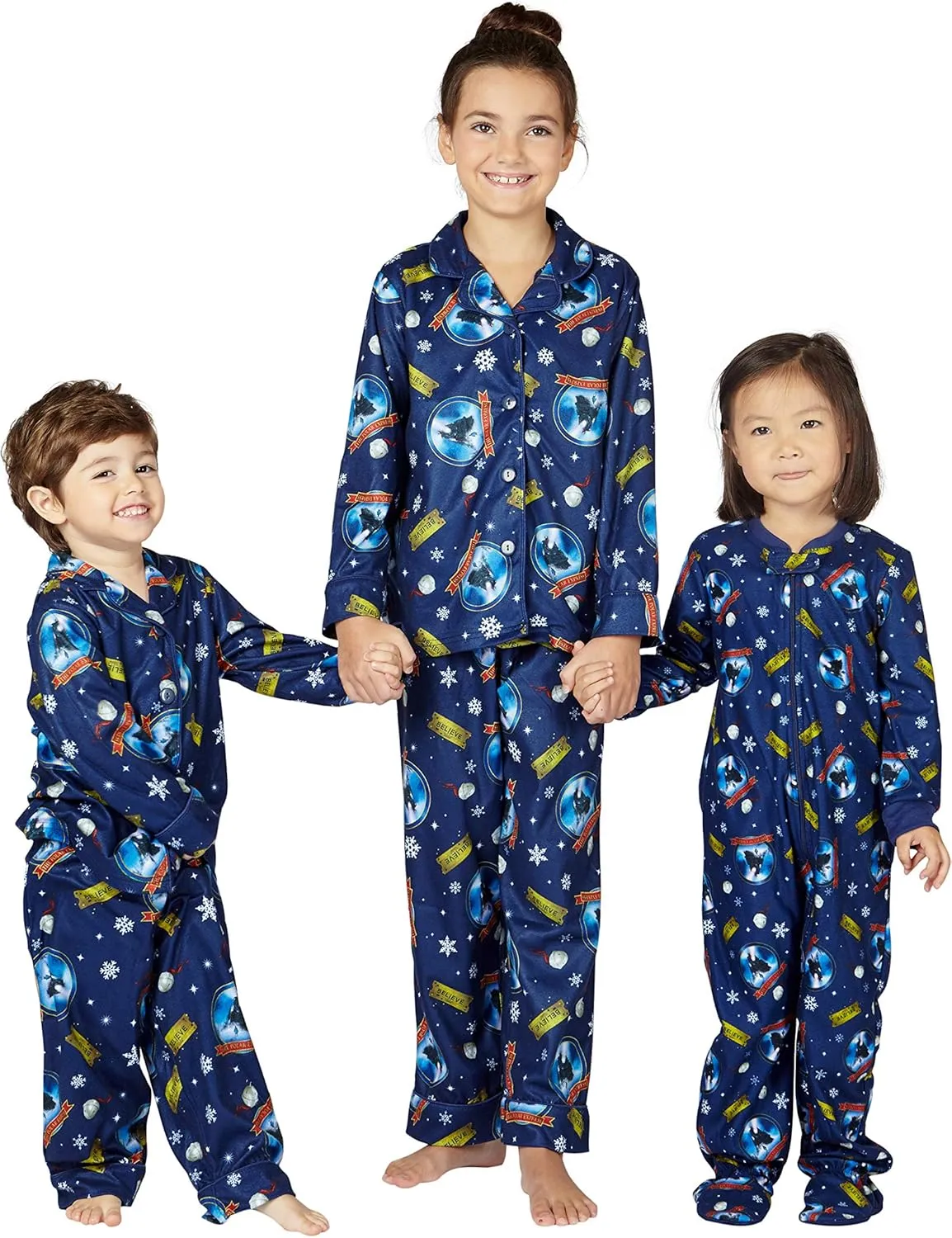 The Polar Express Kids Believe Button-Front Coat Shirt And Pants Pajama Set