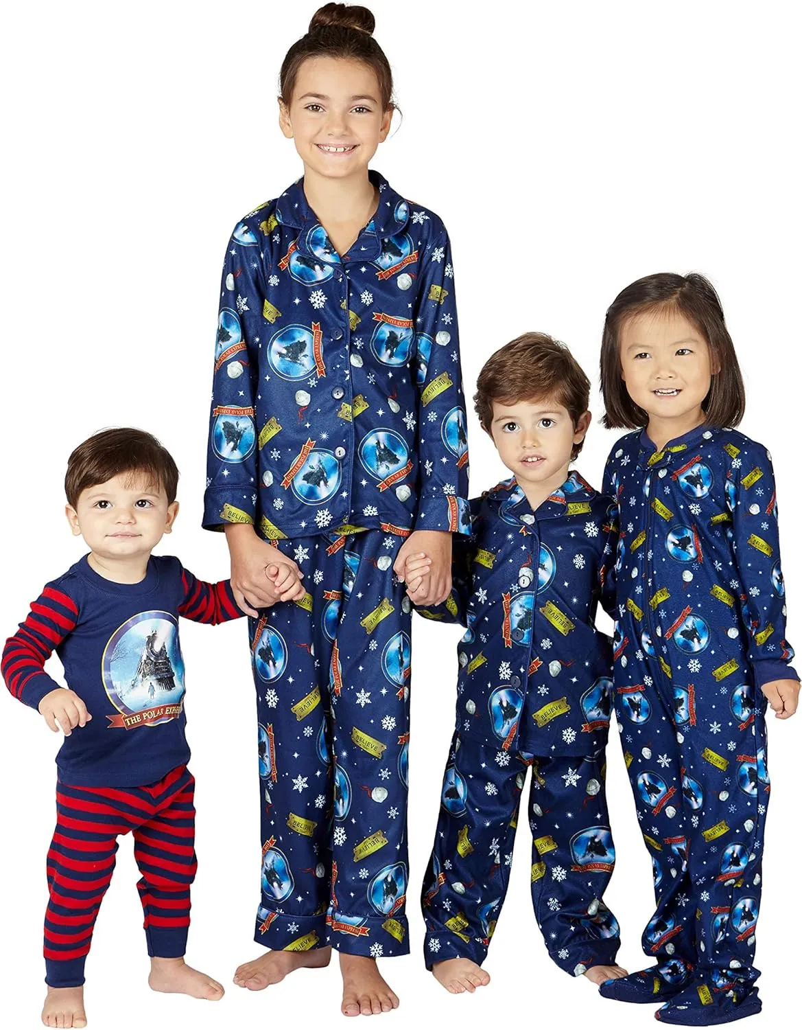 The Polar Express Kids Believe Button-Front Coat Shirt And Pants Pajama Set