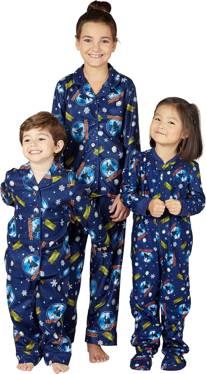 The Polar Express Kids Believe Button-Front Coat Shirt And Pants Pajama Set