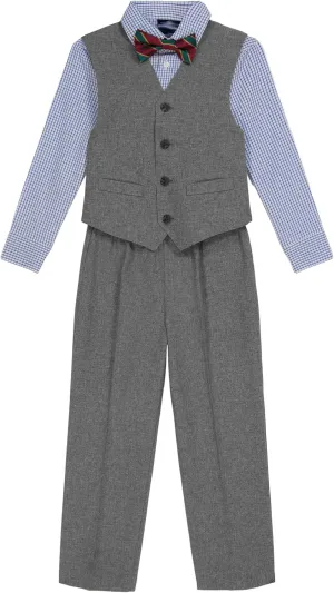 Tommy Hilfiger Boys' 4-piece Formal Suit Vest Set, Includes Dress Shirt, Dress Pants, Vest & Tie