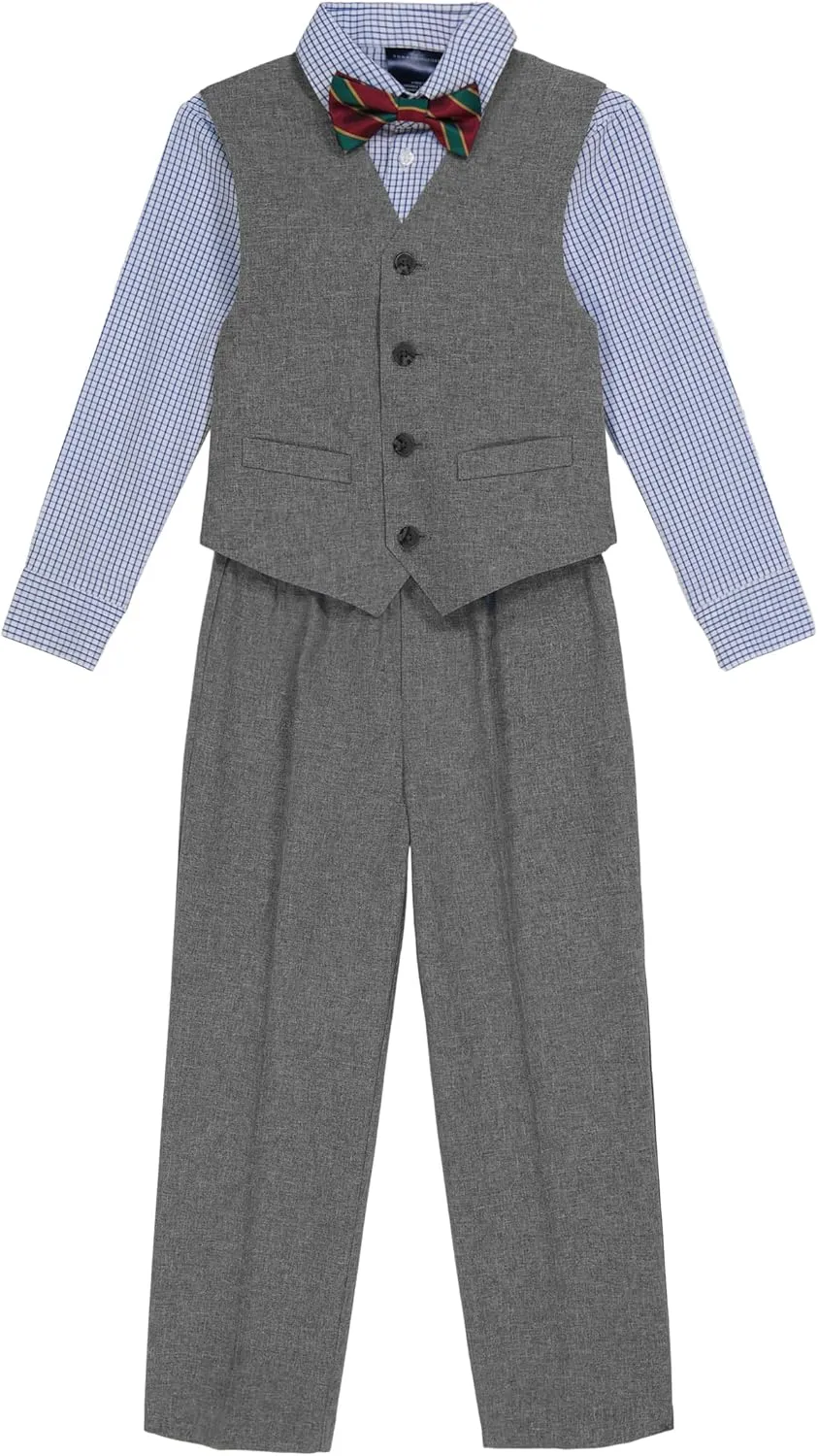 Tommy Hilfiger Boys' 4-piece Formal Suit Vest Set, Includes Dress Shirt, Dress Pants, Vest & Tie