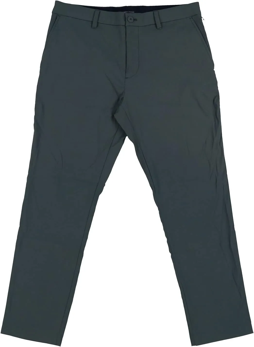 Tommy Hilfiger Mens Slim Fit Flat Front Performance Chino Pants (38x30, Dark Gray)