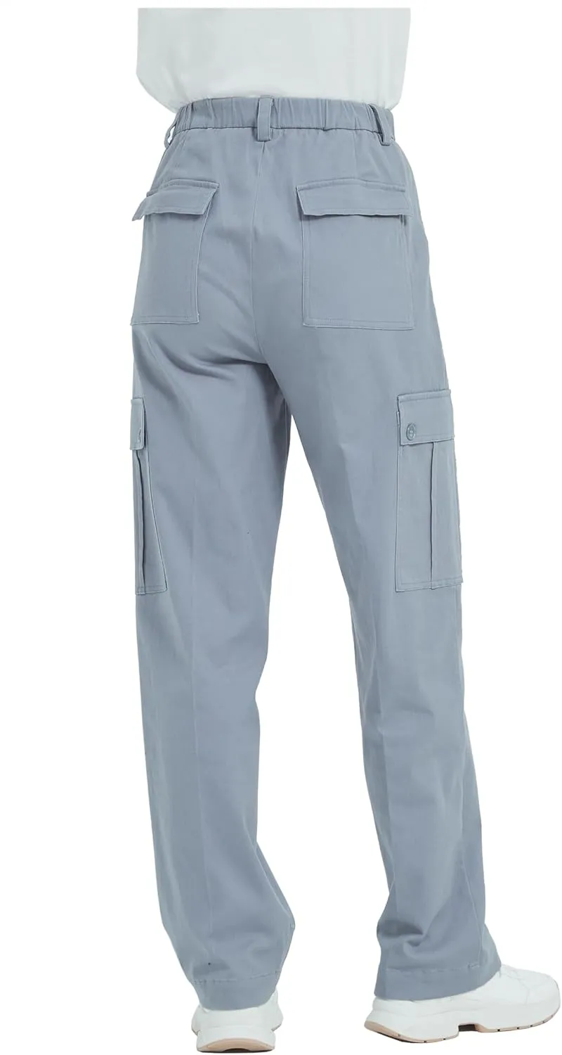 Tronjori Womens Cargo Pants High Waisted Casual Utility Trousers Stretch Straight Leg Streetwear Y2K