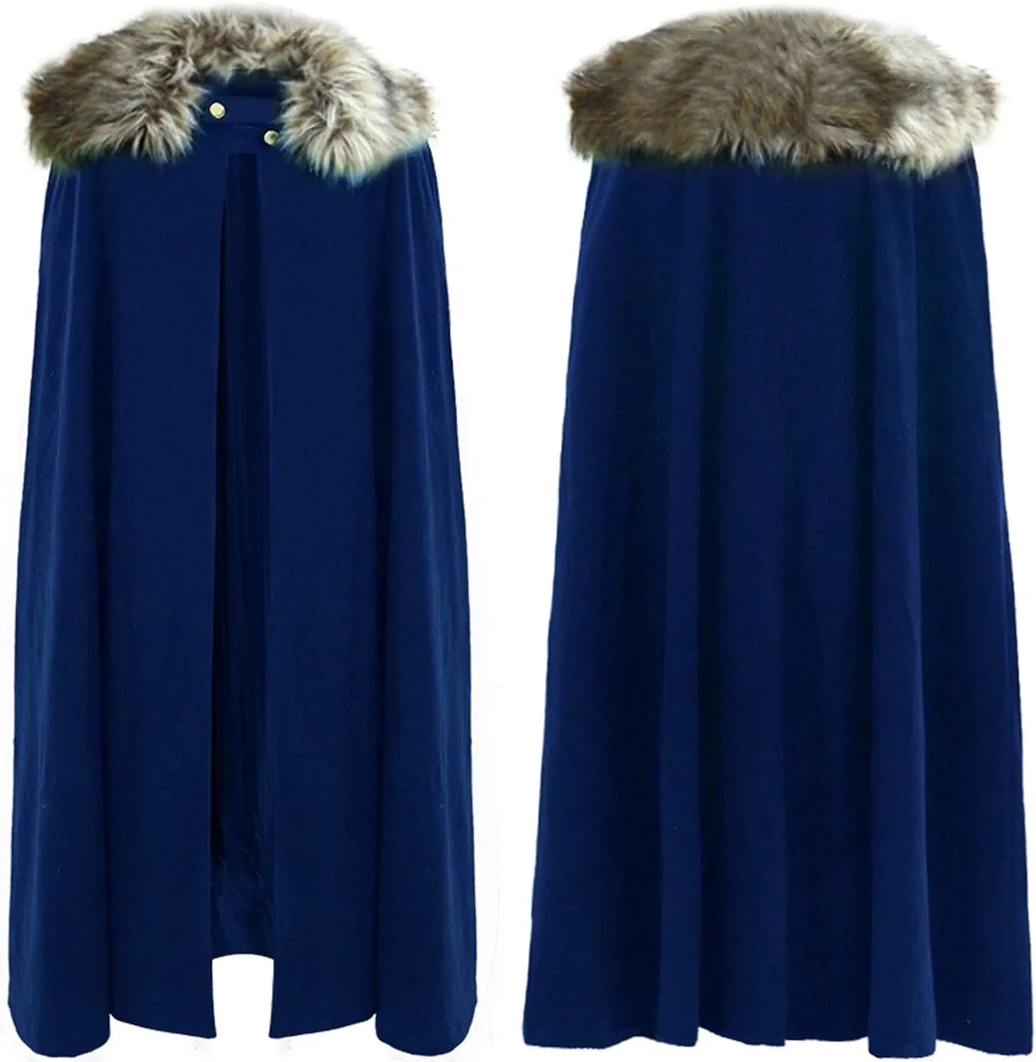 tuduoms Faux Fur Collar Viking Cape for Aduwlts, Unisex Men's Victorian Steampunk Cloak Halloween Rennasaince Cosplay Costume
