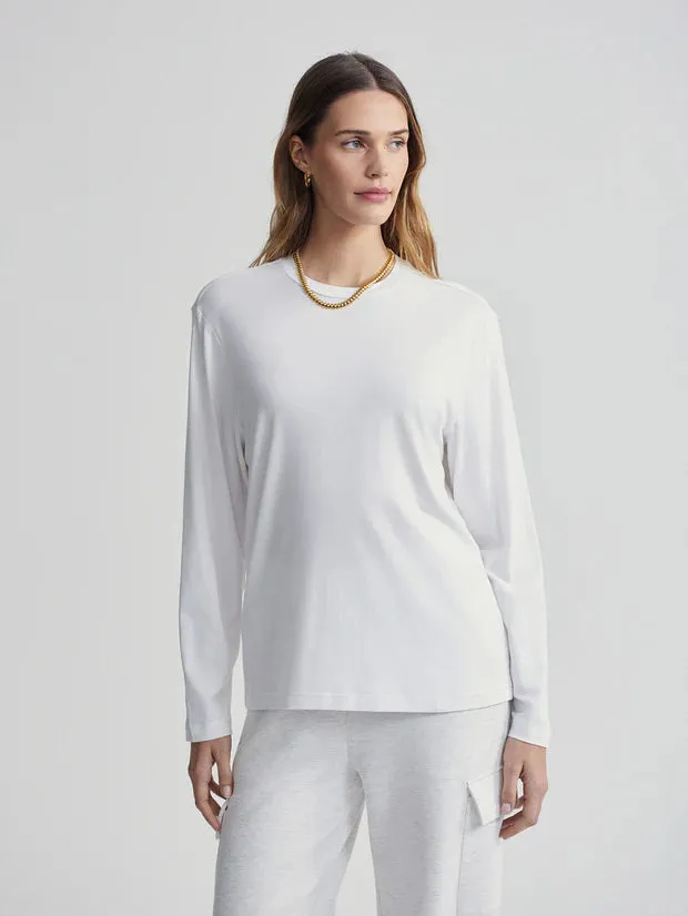 Varley Leah Long Sleeve Boyfriend Tee - White