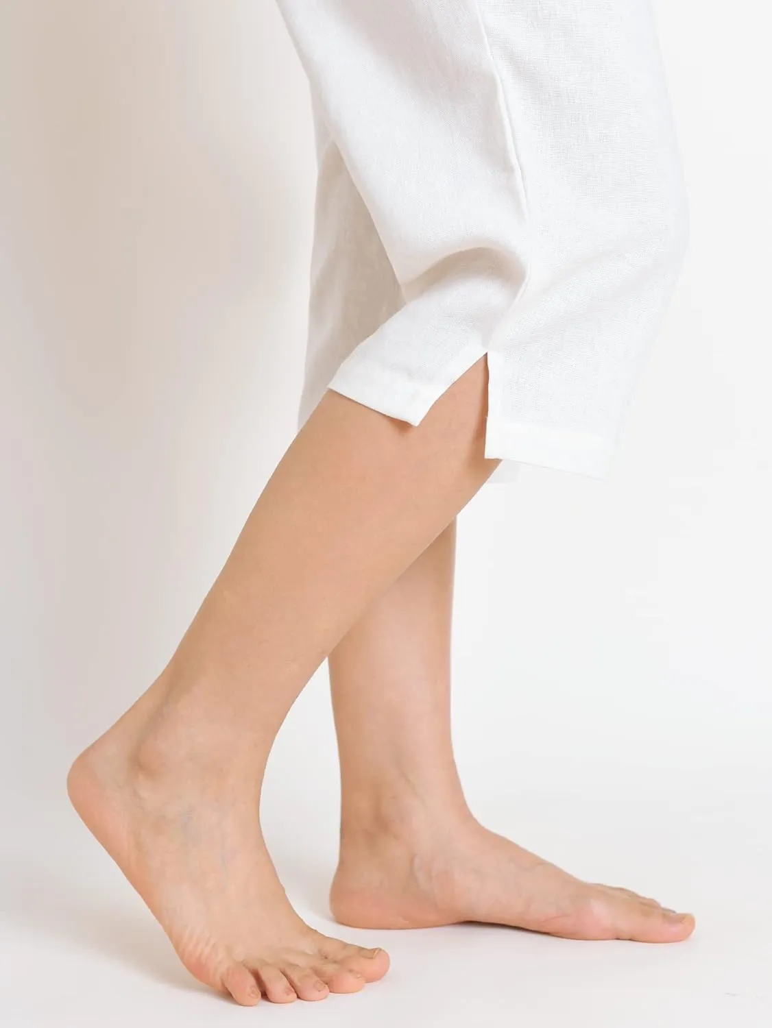 Weintee Women's Petite Linen Capris Capri Pants with Pockets