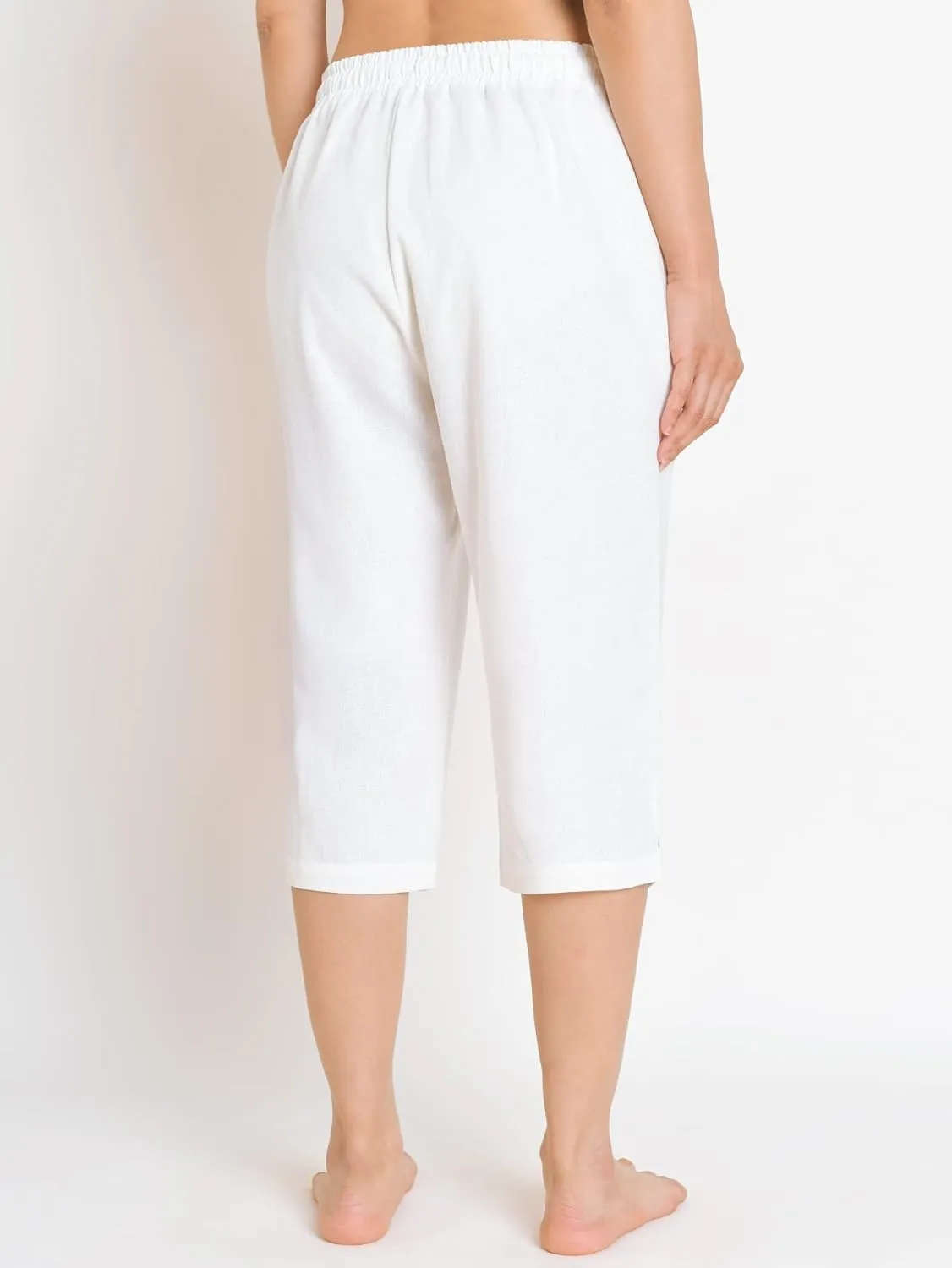 Weintee Women's Petite Linen Capris Capri Pants with Pockets