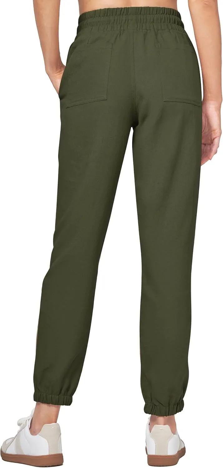 Willit Women Linen Pants Joggers Casual Lightweight Lounge Cotton Linen Travel Beach Summer Pants with Pockets 28"