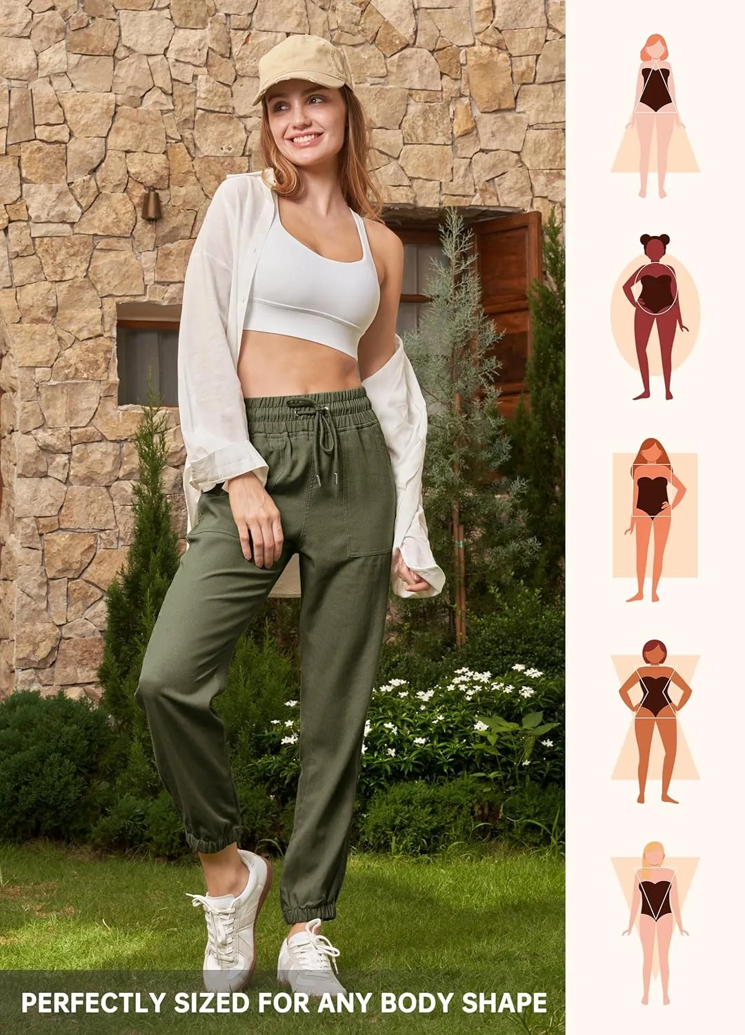 Willit Women Linen Pants Joggers Casual Lightweight Lounge Cotton Linen Travel Beach Summer Pants with Pockets 28"