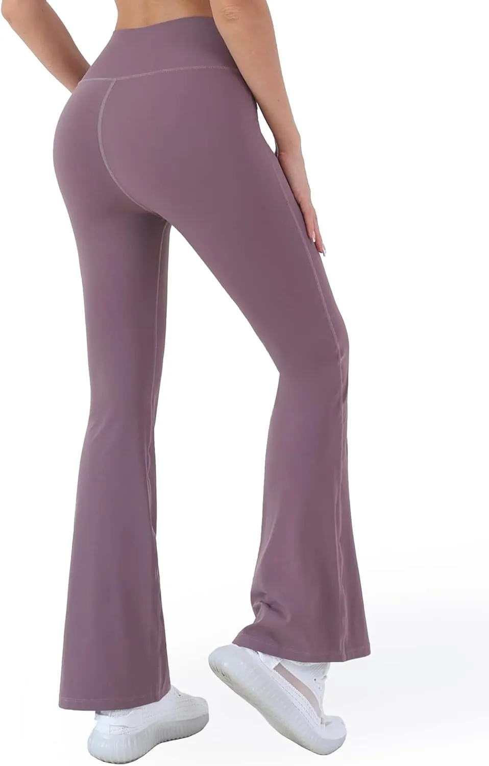 Women Flare Leggings with Side Pockets,Crossover Yoga Pants Bootleg High Waisted Stretchy Control Gym Workout Pants