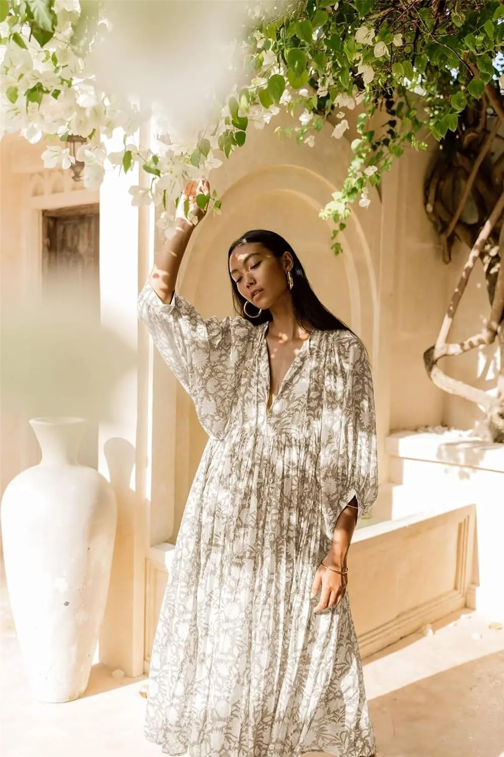 Women Summer Dresses Casual Floral Short Sleeve Dresses Loose Flowy Dresses Vacation Beach Dress Plus Size Maxi Dress