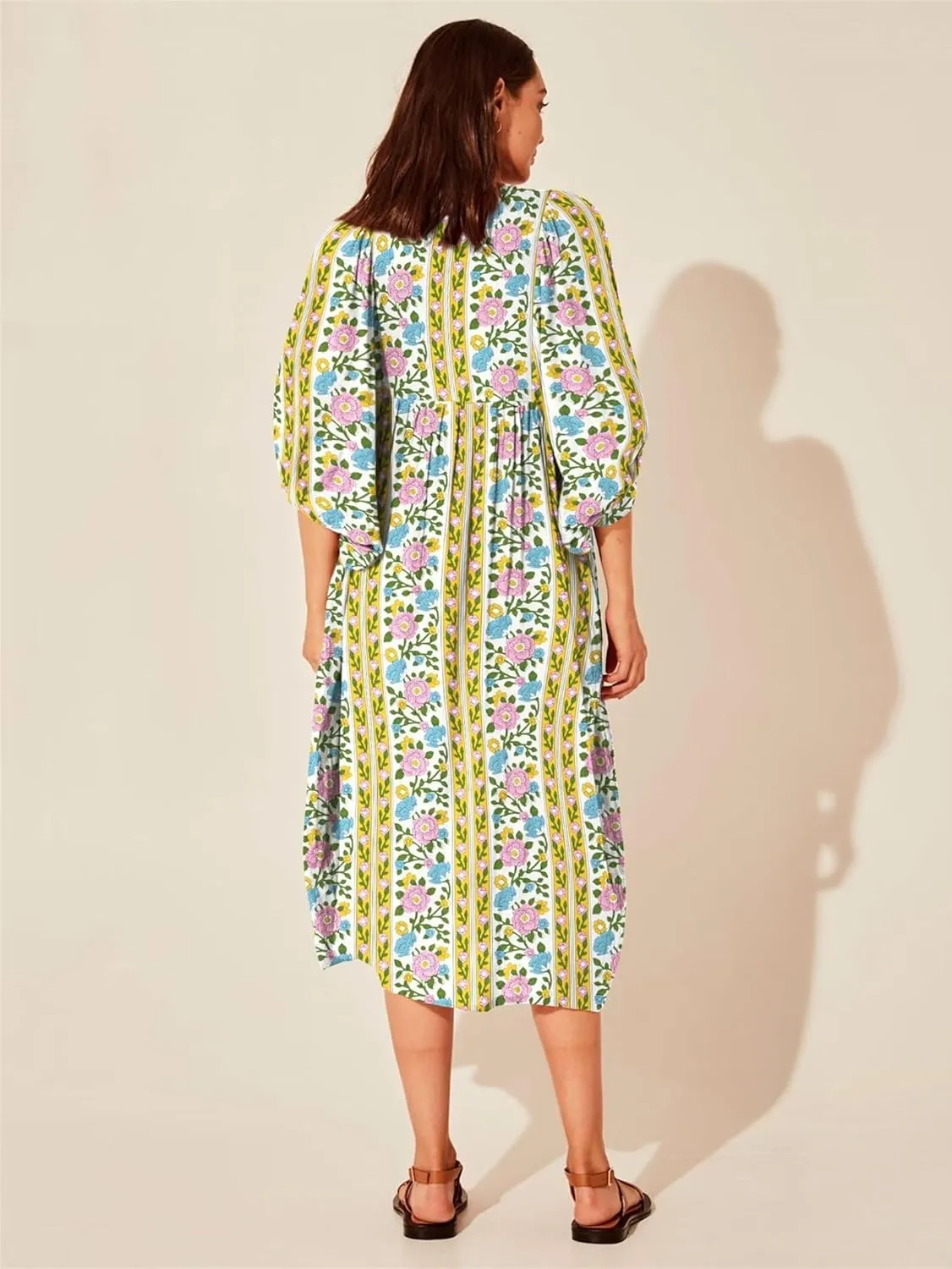 Women Summer Dresses Casual Floral Short Sleeve Dresses Loose Flowy Dresses Vacation Beach Dress Plus Size Maxi Dress