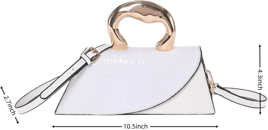 Women Vegan Leather Evening Handbag Crocodile Pattern Handle Clutch Purse Cross Body Envelope Bag