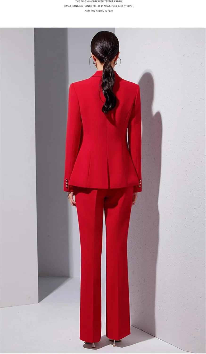 Women's 2 Piece Suit Set Single Breasted Office Ladies Work Wear Blazer Jacket and Pants