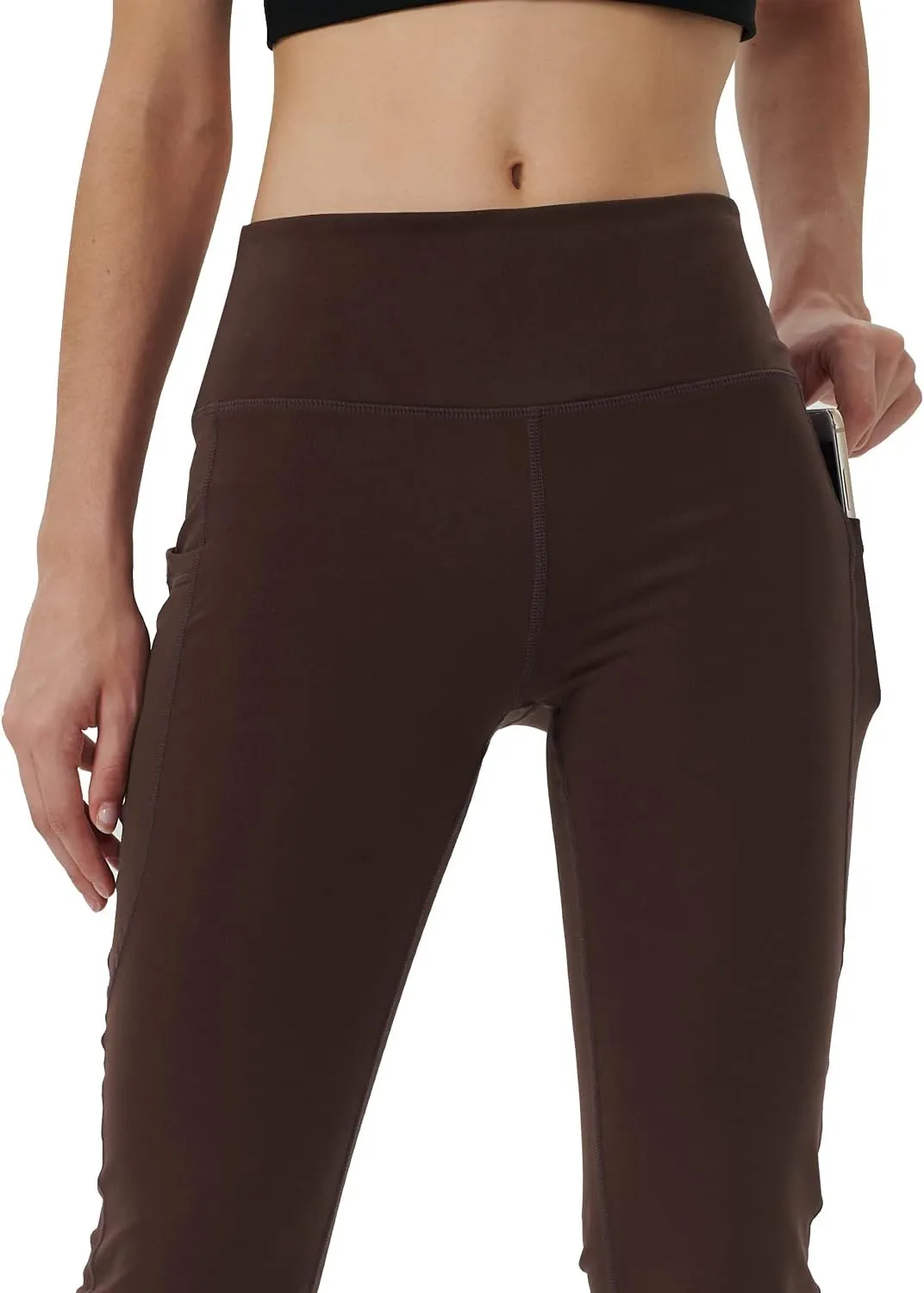Women's Bootleg Yoga Pants with Hidden Pockets Tummy Control Running Legging Long Bootcut