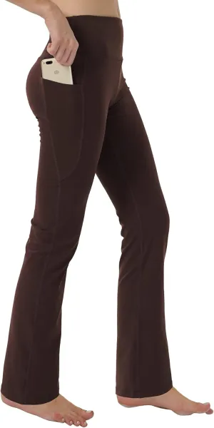 Women's Bootleg Yoga Pants with Hidden Pockets Tummy Control Running Legging Long Bootcut