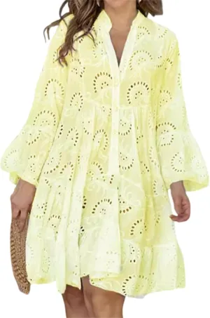 Womens Casual Spring Dresses Cute Long Sleeve Lace Mini Dresses Flowy Vacation Sundress Date Night Dresses Club Dress