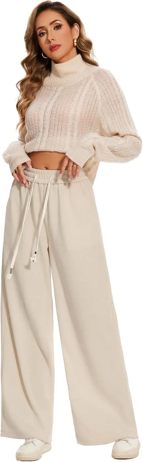 Women's Corduroy Loose Mid Rise Pant Casual Fall Straight Leg Elastic Waist Pants with Pockets