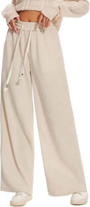 Women's Corduroy Loose Mid Rise Pant Casual Fall Straight Leg Elastic Waist Pants with Pockets