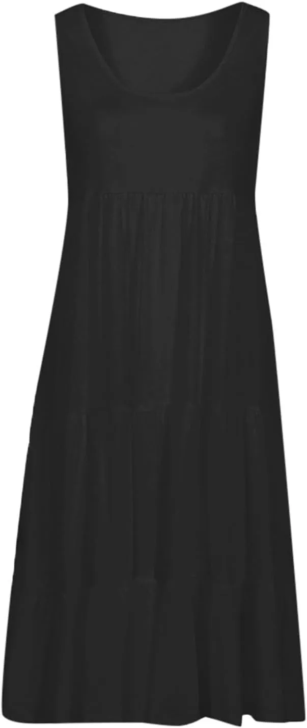 Womens Fashion Holiday Summer Dresses Sleeveless Party Beach Dress Round Neck Gradient Print Tank Dress Sundress