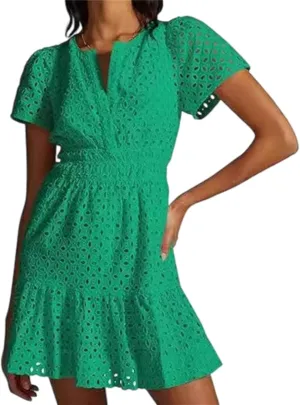Womens Fashion Summer Dresses Casual Short Sleeve Lace Mini Dresses Ruched Dress Vacation Dress Wedding Guest Dresses