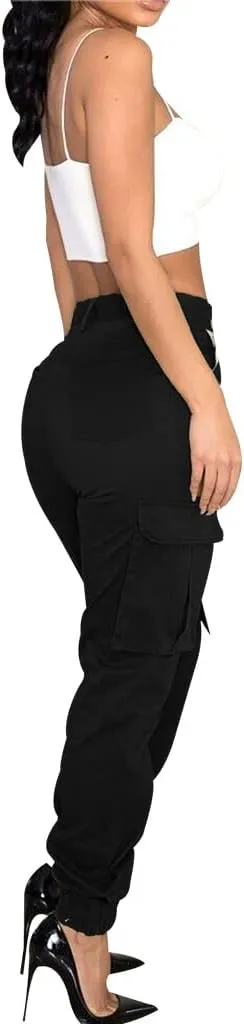 Women's Hiking Cargo Jogger Camo Pants with Pockets High Waisted Slim Casual Outdoor Tapered Combat Works Pants