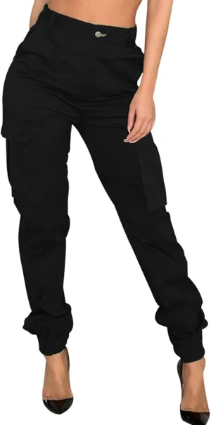 Women's Hiking Cargo Jogger Camo Pants with Pockets High Waisted Slim Casual Outdoor Tapered Combat Works Pants