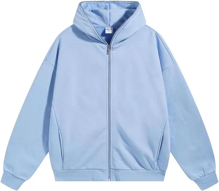 Women's Oversized Full Zip Up Hoodie with Pockets Sweatshirt for Casual Streetwear and Lounge Wear