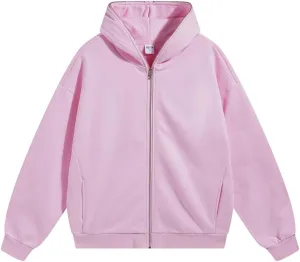Women's Oversized Full Zip Up Hoodie with Pockets Sweatshirt for Casual Streetwear and Lounge Wear