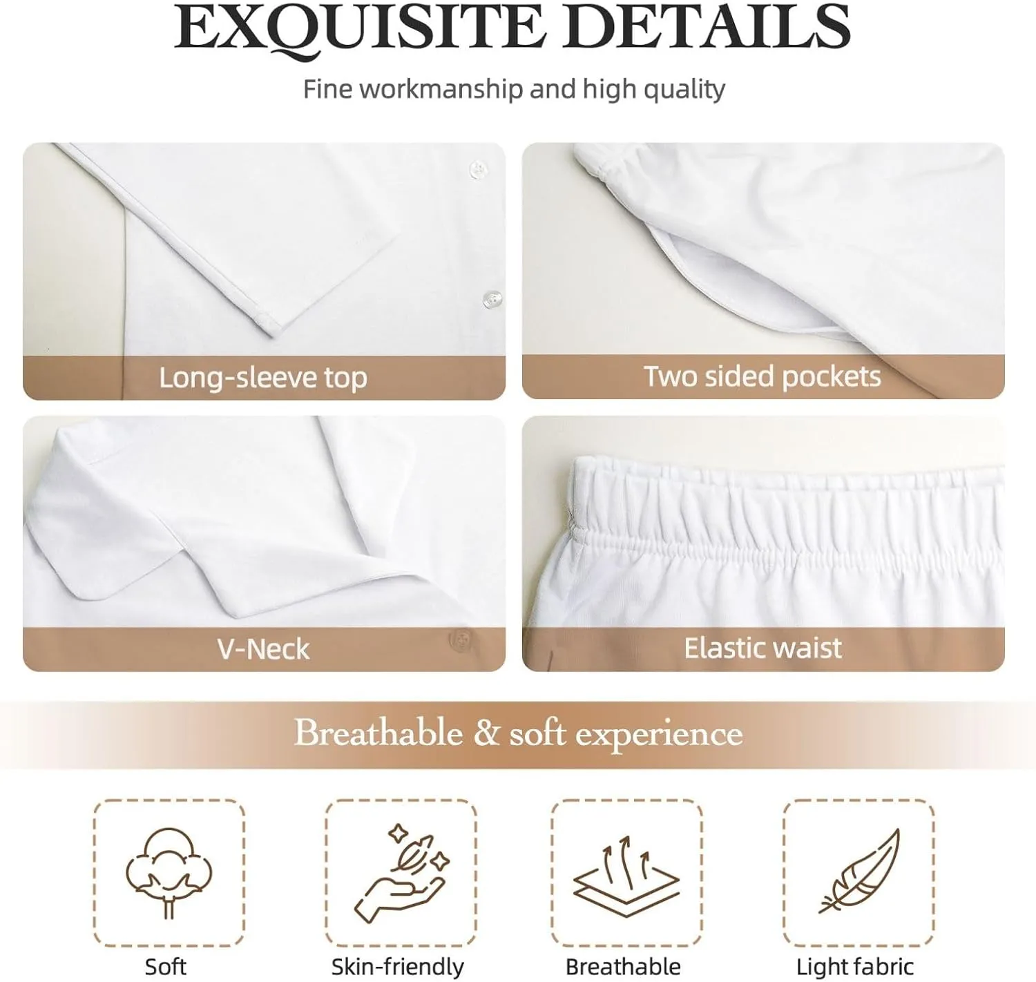 Women's Pajama Sets Long Sleeve Sleepwear Pine Cone Border Button Down Nightshirts Soft Pjs Loungewear Sets