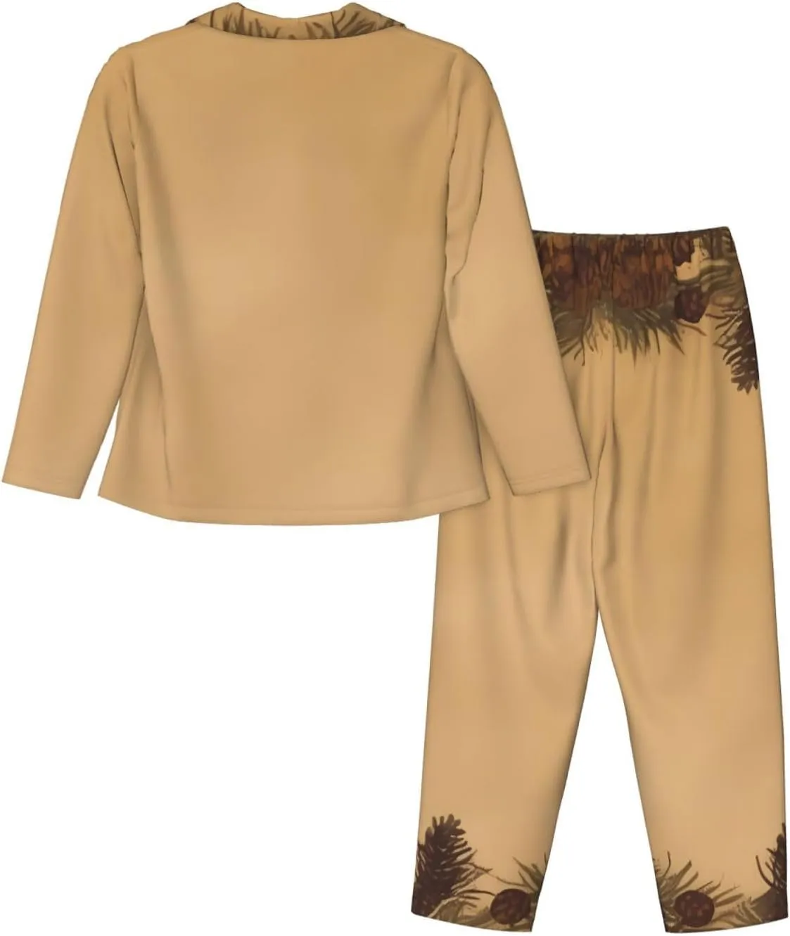 Women's Pajama Sets Long Sleeve Sleepwear Pine Cone Border Button Down Nightshirts Soft Pjs Loungewear Sets