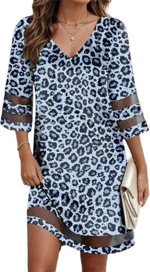 Womens Summer Casual Dresses Floral V Neck Mini Dress Beach Dresses for Women Vacation Going Out Dresses Plus Size