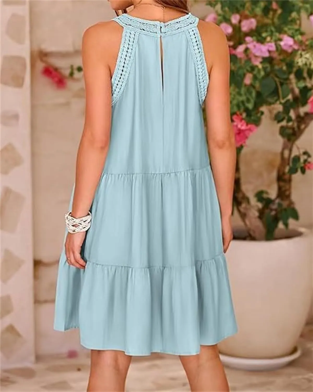 Womens Summer Dresses Casual Loose Sundress Sleeveless Flowy Mini Dresses Cute Boho Vacation Beach Dresses Plus Size