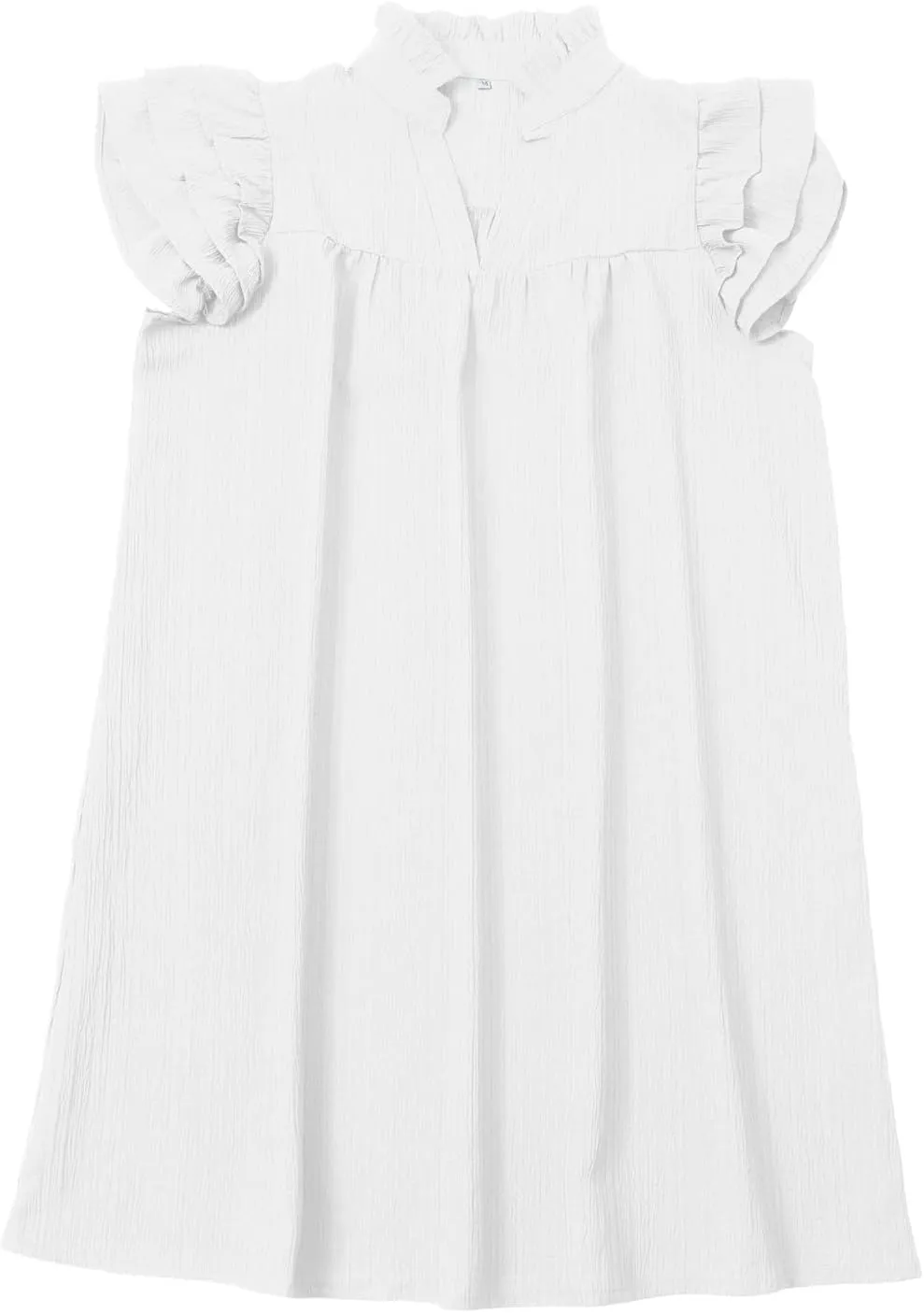 Womens Summer V-Neck Ruffle Cap Short Sleeve Pockets Mini Dress Sundress Boho Hawaiian Floral Tank Babydoll Dresses