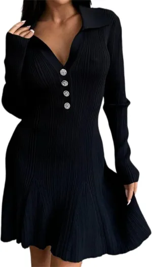 Womens Trendy Winter Dress Casual Long Sleeve Sexy Dress Mini Ruffle Flowy Dress Elegant Cocktail Dresses Date Night