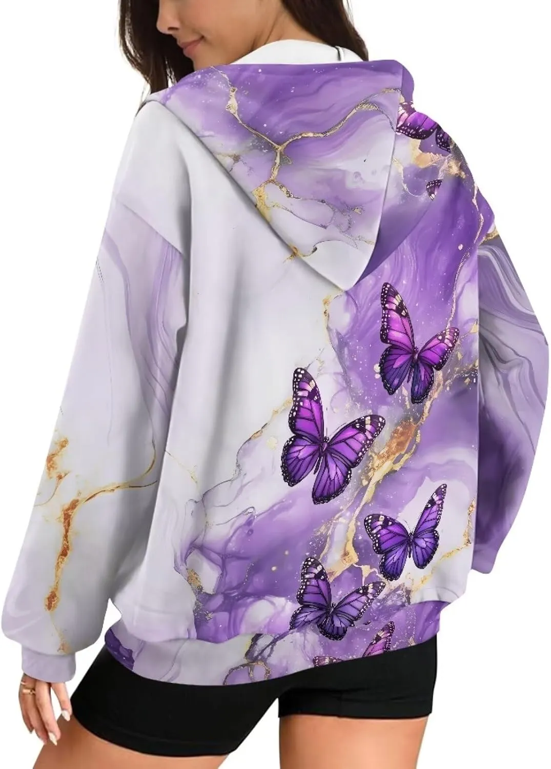 Womens Zip Up Hoodies Oversized Long Sleeve Sweatshirt Lightweight Fashion Y2K Hoodie Jacket with Pockets Size S-2XL