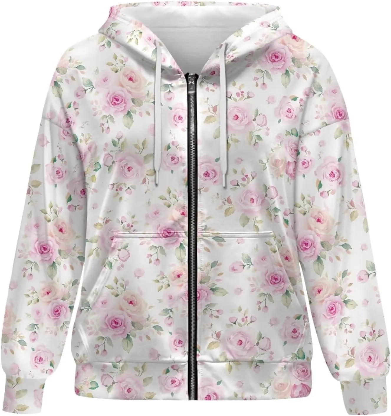 Xoenoiee Women Oversized Hoodies Full Zip Sweatshirts Soft Hooded Jacket with Pocket Fall Winter Long Sleeve Y2K Hoodie