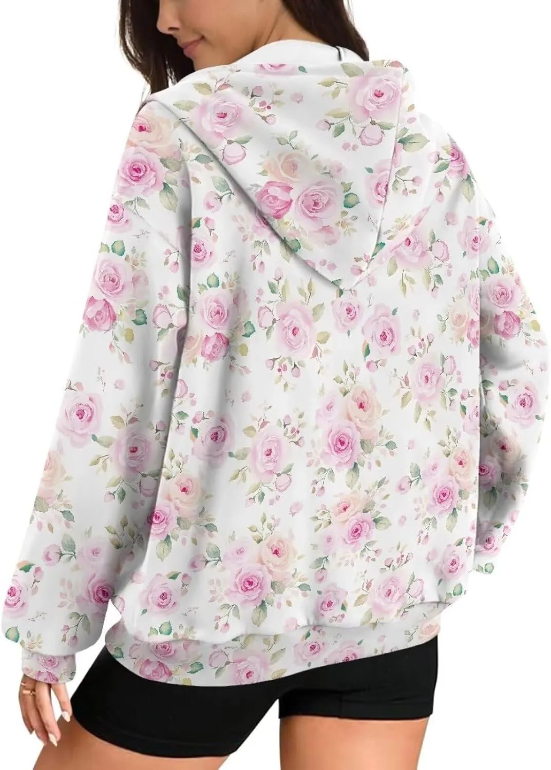 Xoenoiee Women Oversized Hoodies Full Zip Sweatshirts Soft Hooded Jacket with Pocket Fall Winter Long Sleeve Y2K Hoodie