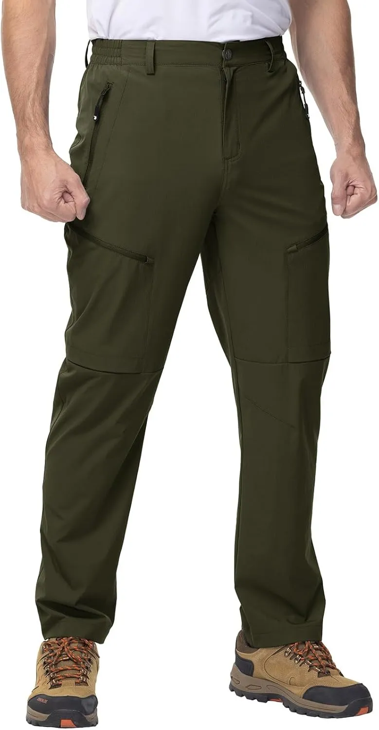 YSENTO Men's Cargo Hiking Pants Lightweight 5 Zipper Pockets Stretch Quick Dry Camping Fishing Travel Pants