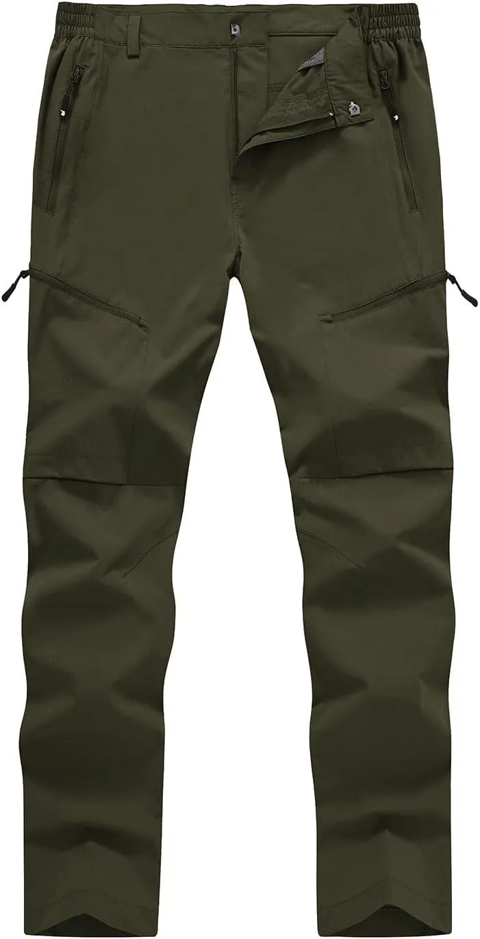 YSENTO Men's Cargo Hiking Pants Lightweight 5 Zipper Pockets Stretch Quick Dry Camping Fishing Travel Pants