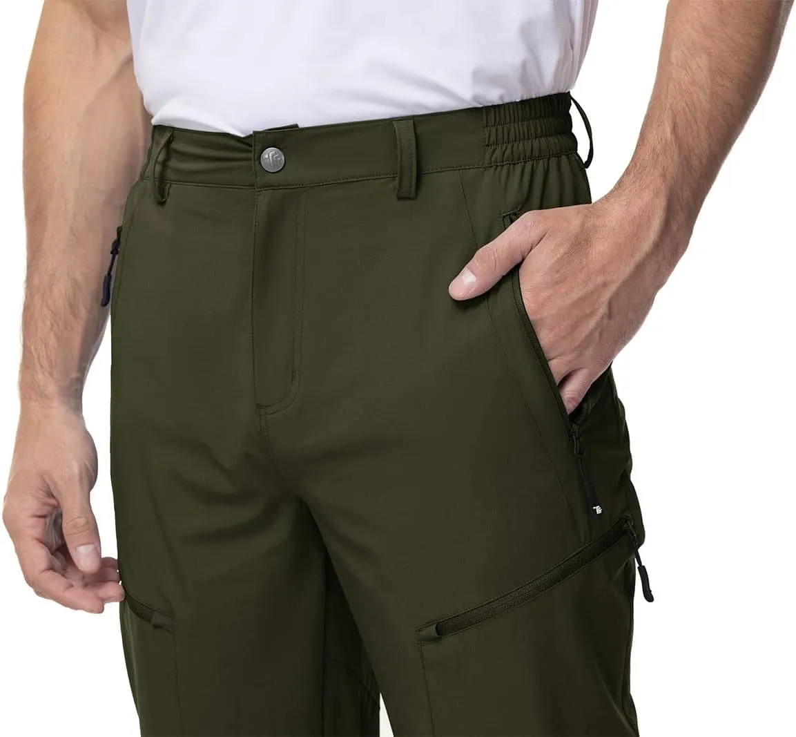 YSENTO Men's Cargo Hiking Pants Lightweight 5 Zipper Pockets Stretch Quick Dry Camping Fishing Travel Pants