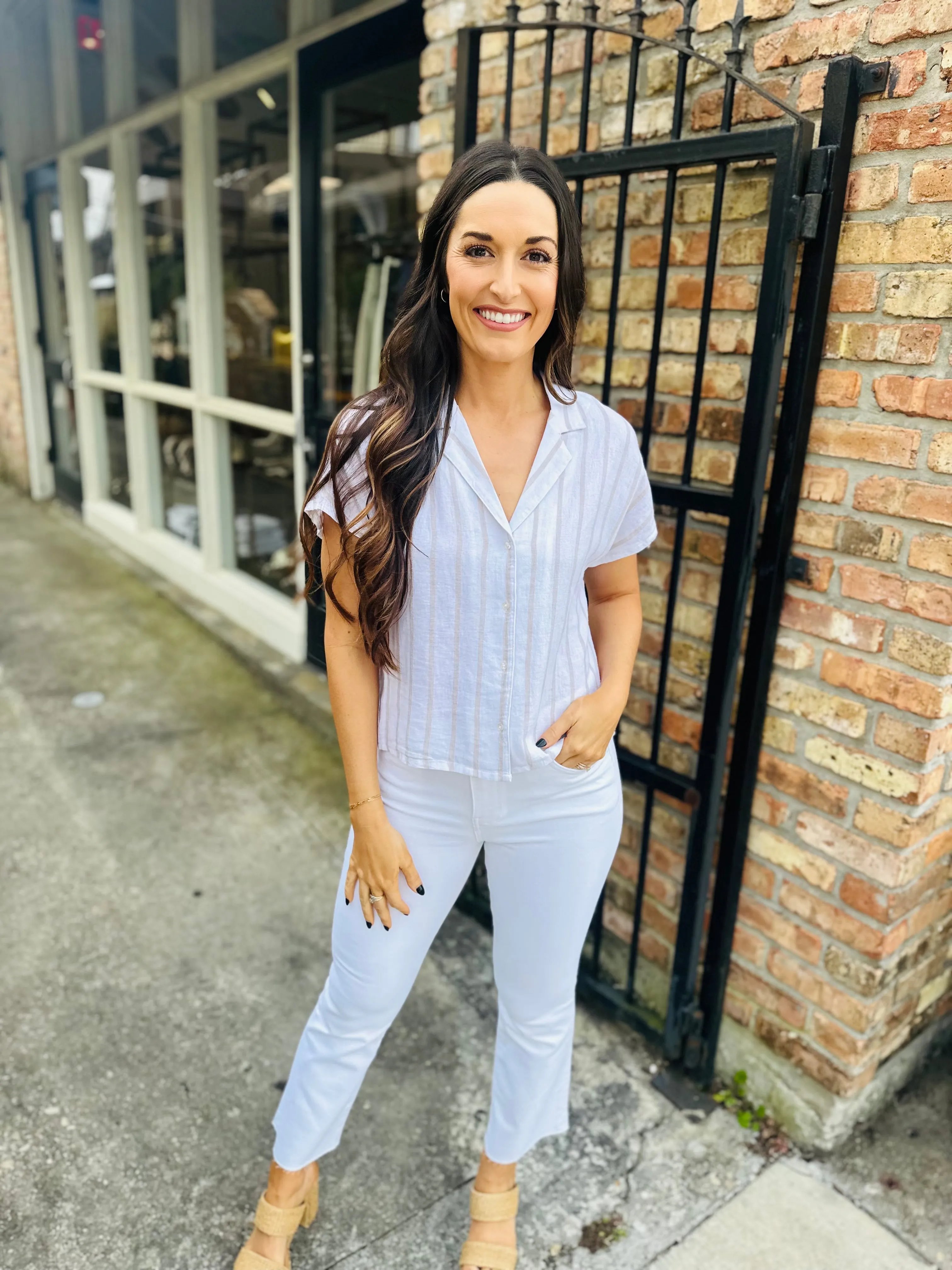 Z Supply Parallel Button Down Top- Cement