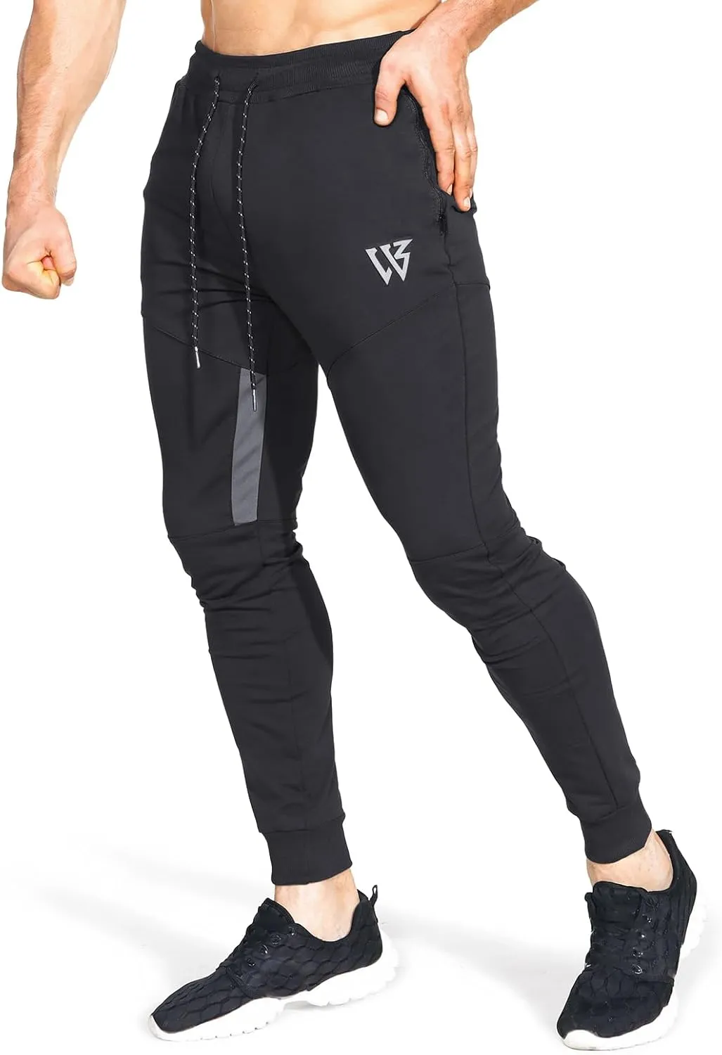 ZENWILL Mens Tapered Workout Running Pants,Gym Jogger Training Sweatpants Slim Fit with Zip Pockets
