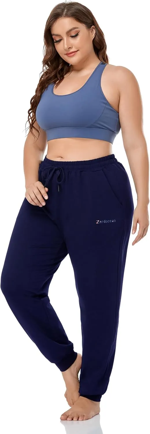 ZERDOCEAN Women's Plus Size Joggers Pants Active Sweatpants Tapered Workout Yoga Lounge Pants with Pockets